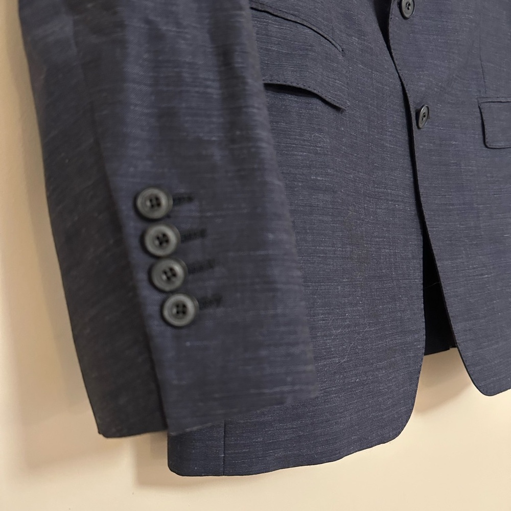 Burberry London Blazer 40R Made in Italy – Wool Linen Blend Navy Suit Jacket - Picture 5 of 8